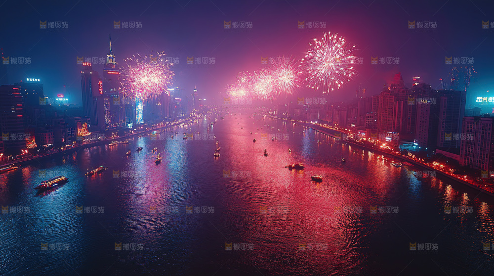 烟花 夜景 烟火 新年