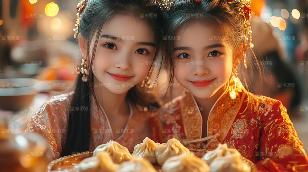 团圆喜庆美食中秋人物