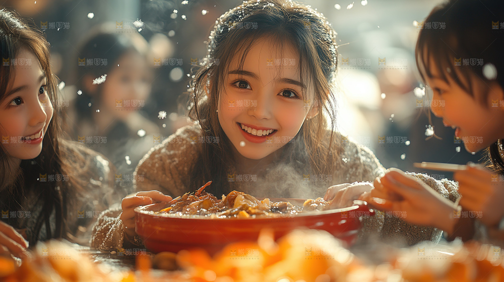 团圆喜庆美食中秋人物