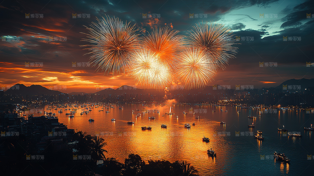 烟花 夜景 烟火 新年