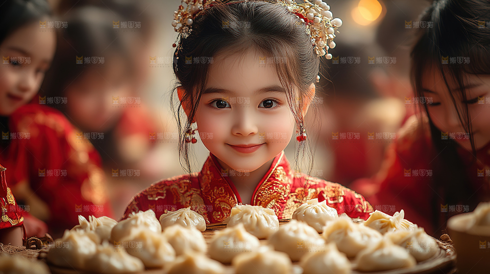 团圆喜庆美食中秋人物