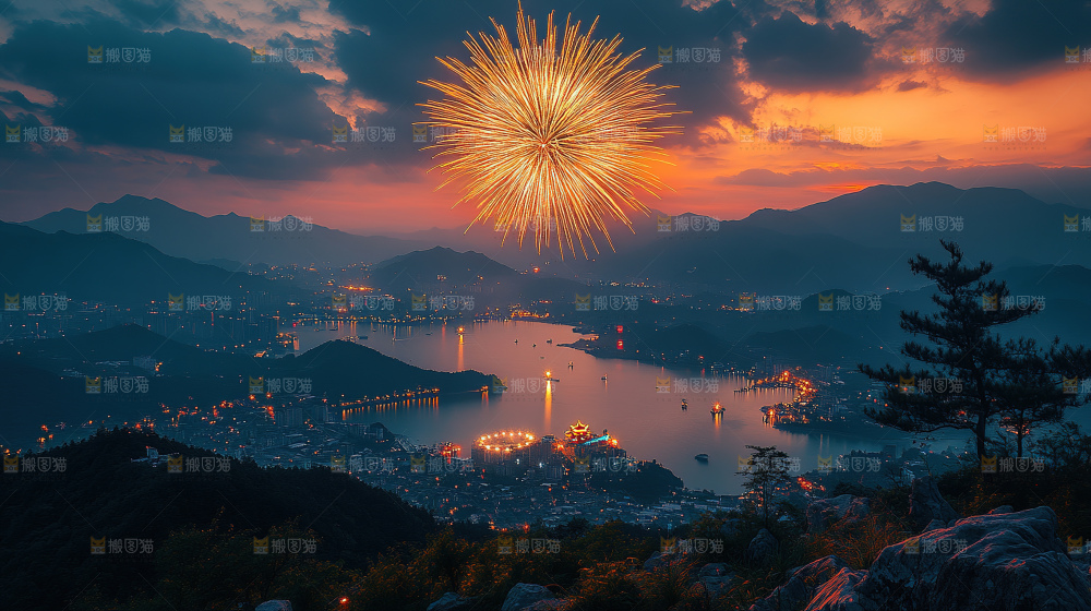 烟花 夜景 烟火 新年