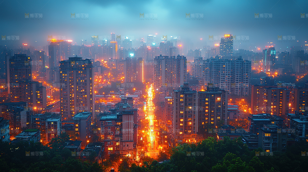 万家灯火城市夜景经济发展