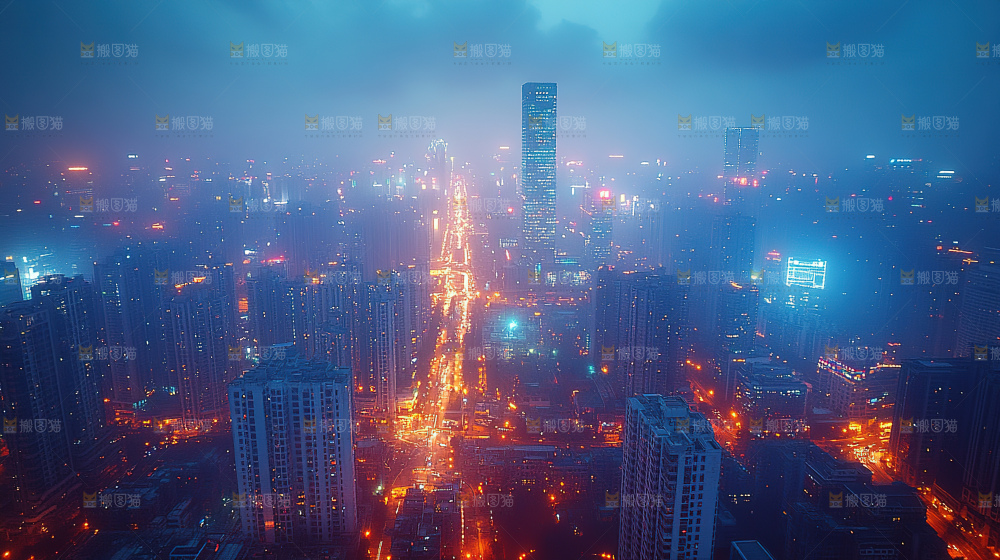 万家灯火城市夜景经济发展