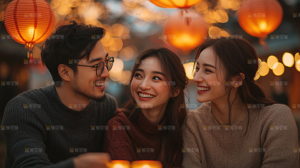团圆喜庆美食中秋人物