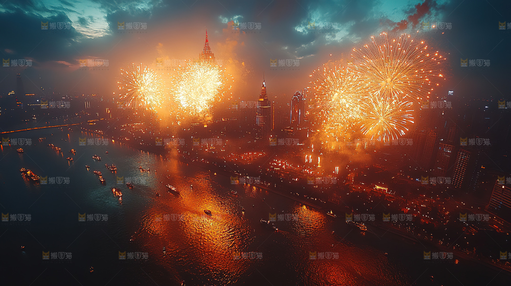 烟花 夜景 烟火 新年