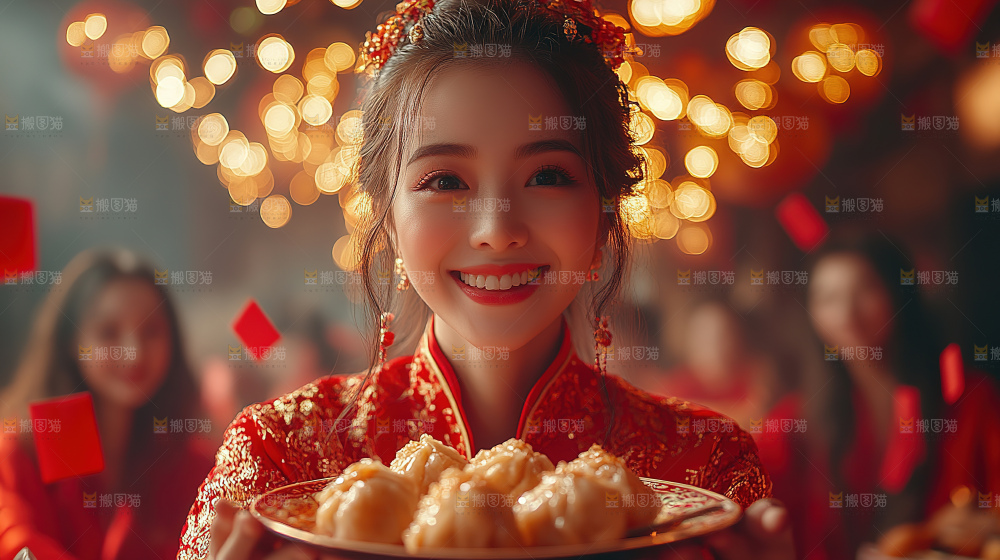 团圆喜庆美食中秋人物
