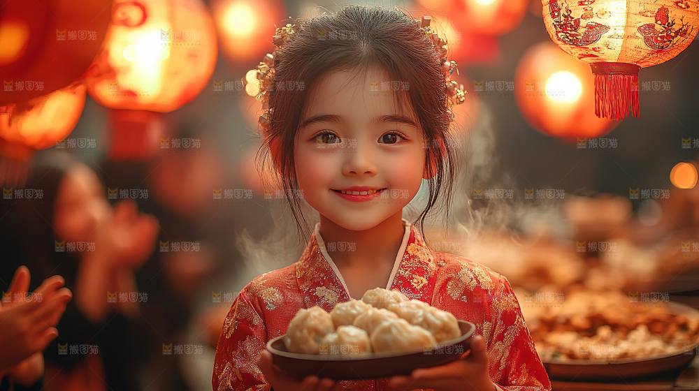 团圆喜庆美食中秋人物