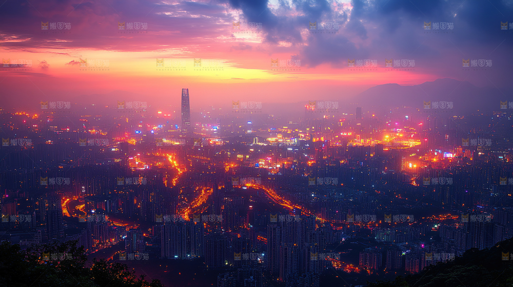万家灯火城市夜景经济发展