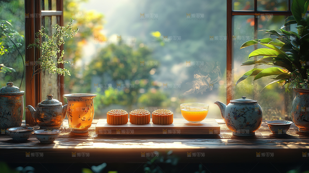 月饼糕点中秋赏月传统节日