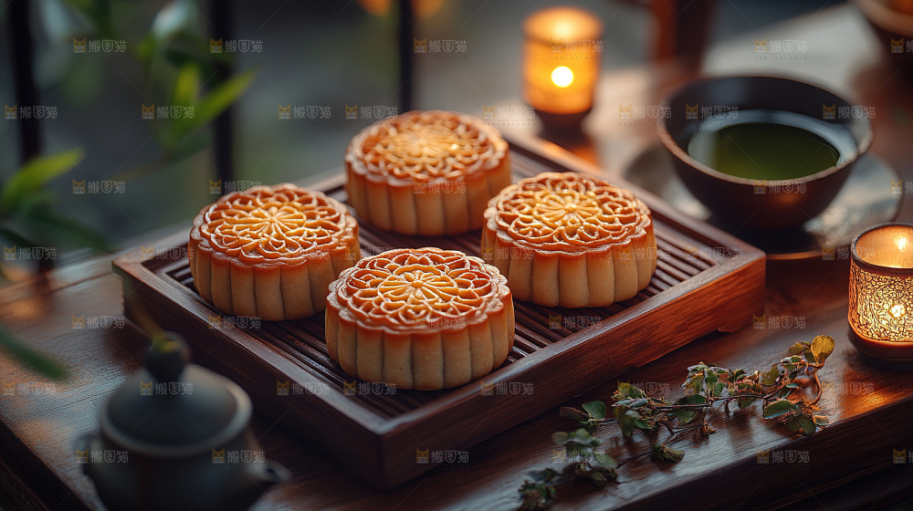 月饼糕点中秋赏月传统节日