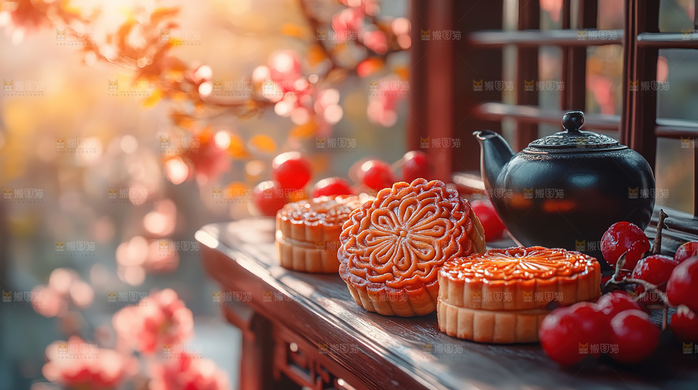 月饼糕点中秋赏月传统节日