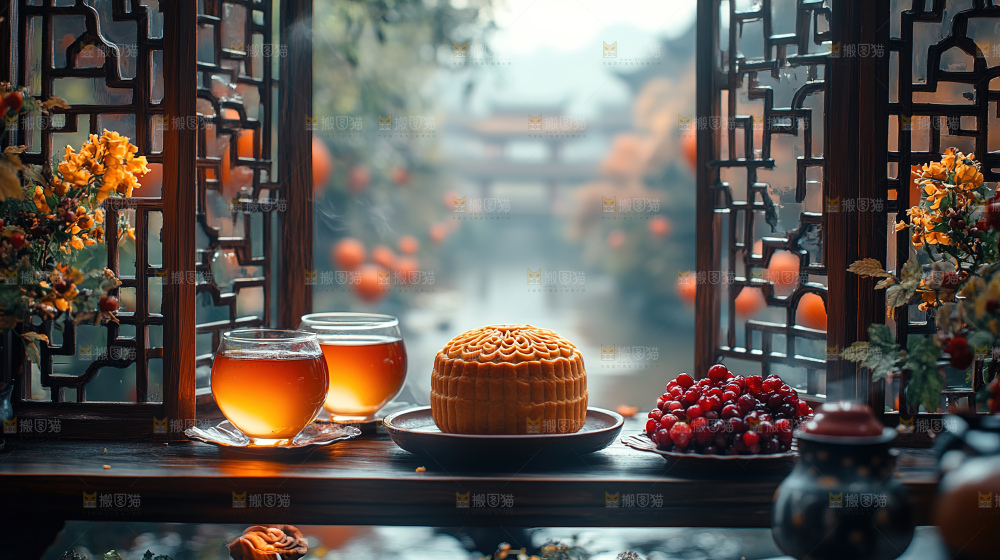月饼糕点中秋赏月传统节日