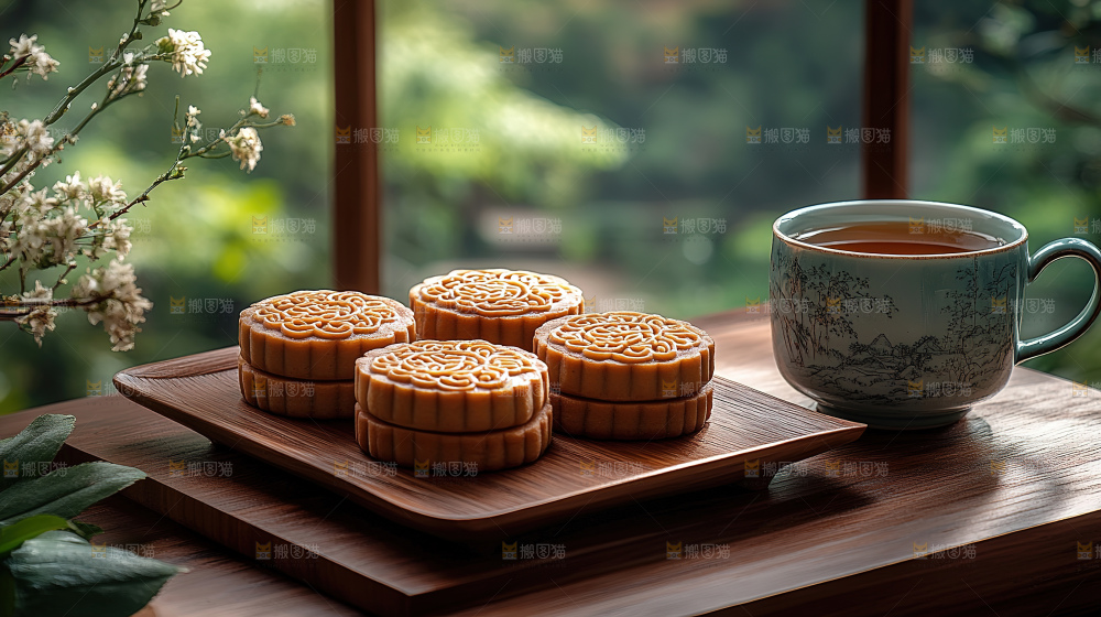 月饼糕点中秋赏月传统节日