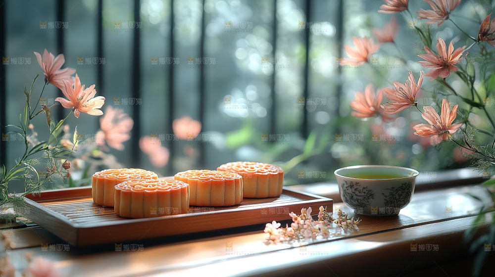 月饼糕点中秋赏月传统节日