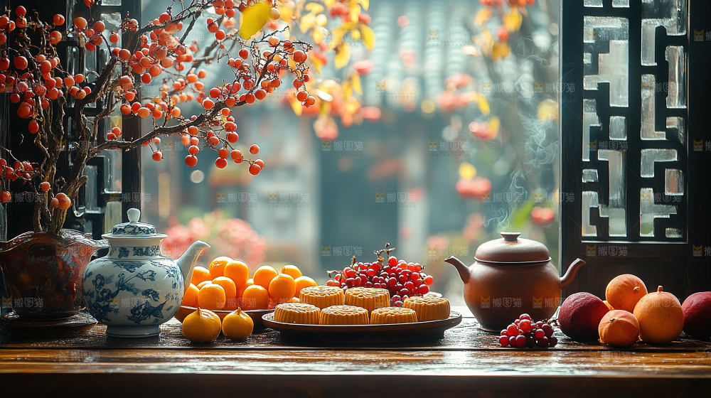月饼糕点中秋赏月传统节日