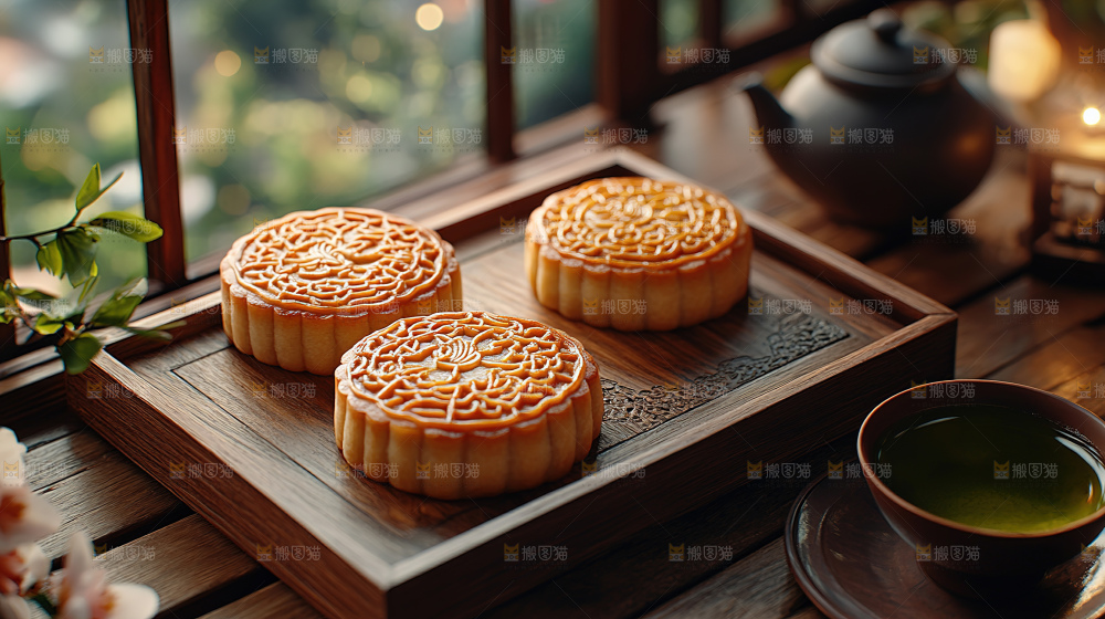 月饼糕点中秋赏月传统节日