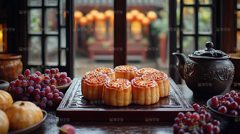 月饼糕点中秋赏月传统节日