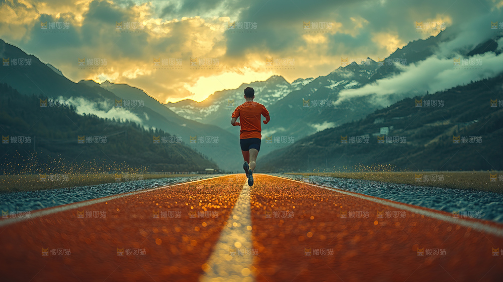 跑道竞技励志运动拼搏前行