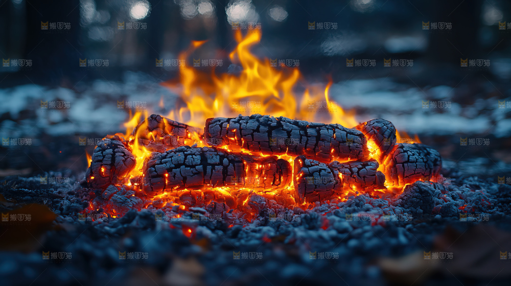 炭火篝火新年温暖团圆燃烧