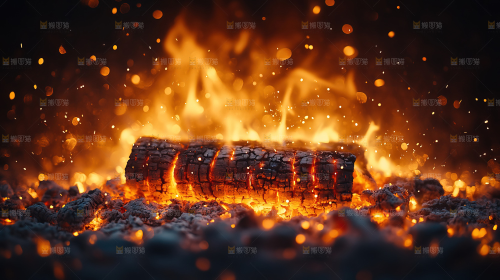 炭火篝火新年温暖团圆燃烧